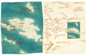 1. TITOUAN LAMAZOU - La Polynesie déssinée ou la toponymie est remplacée par des noms de femmes